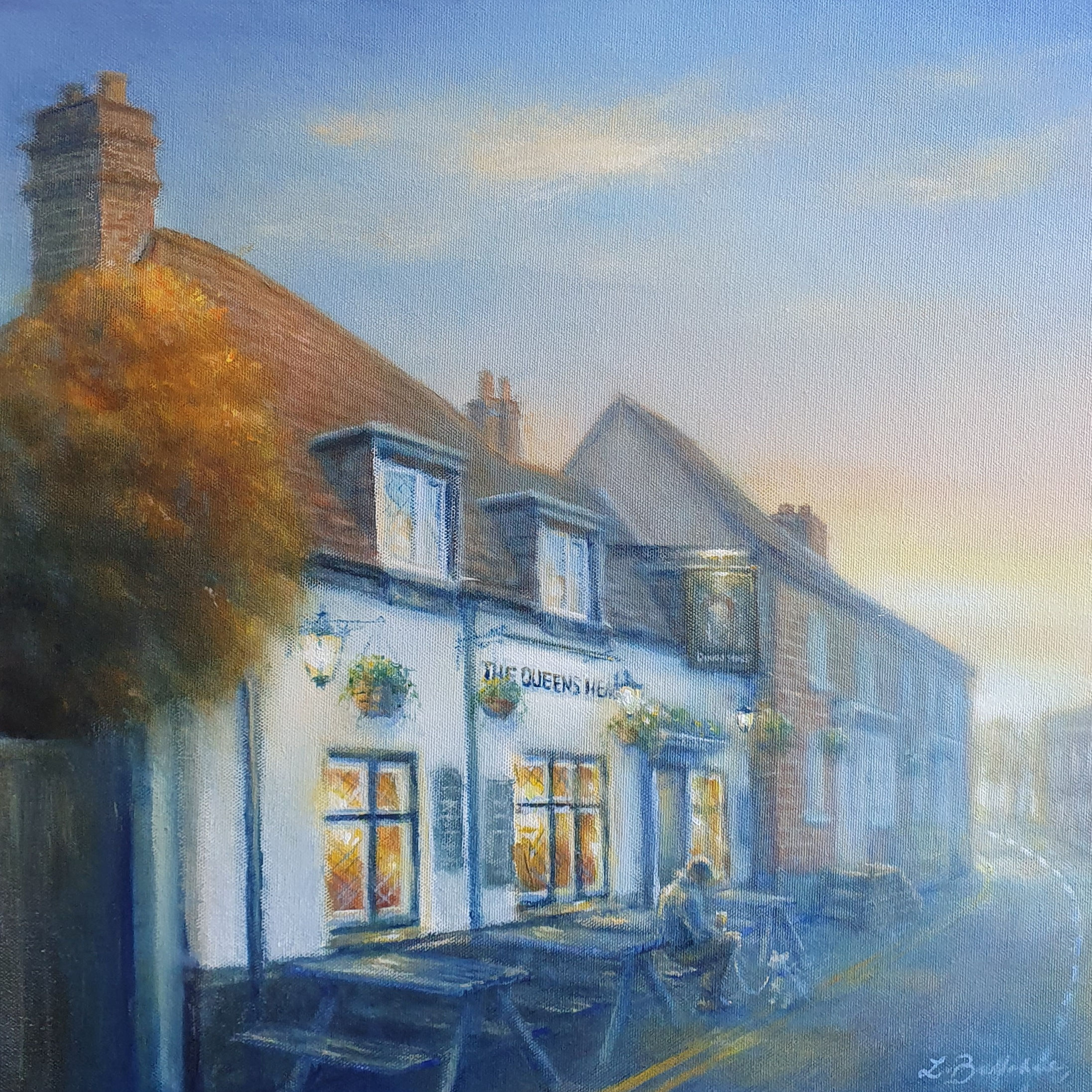 'Evening Walk To The Queens Head' Original Framed Painting