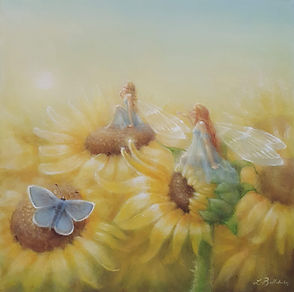 Sun Kissed fairy painting with sunflowers