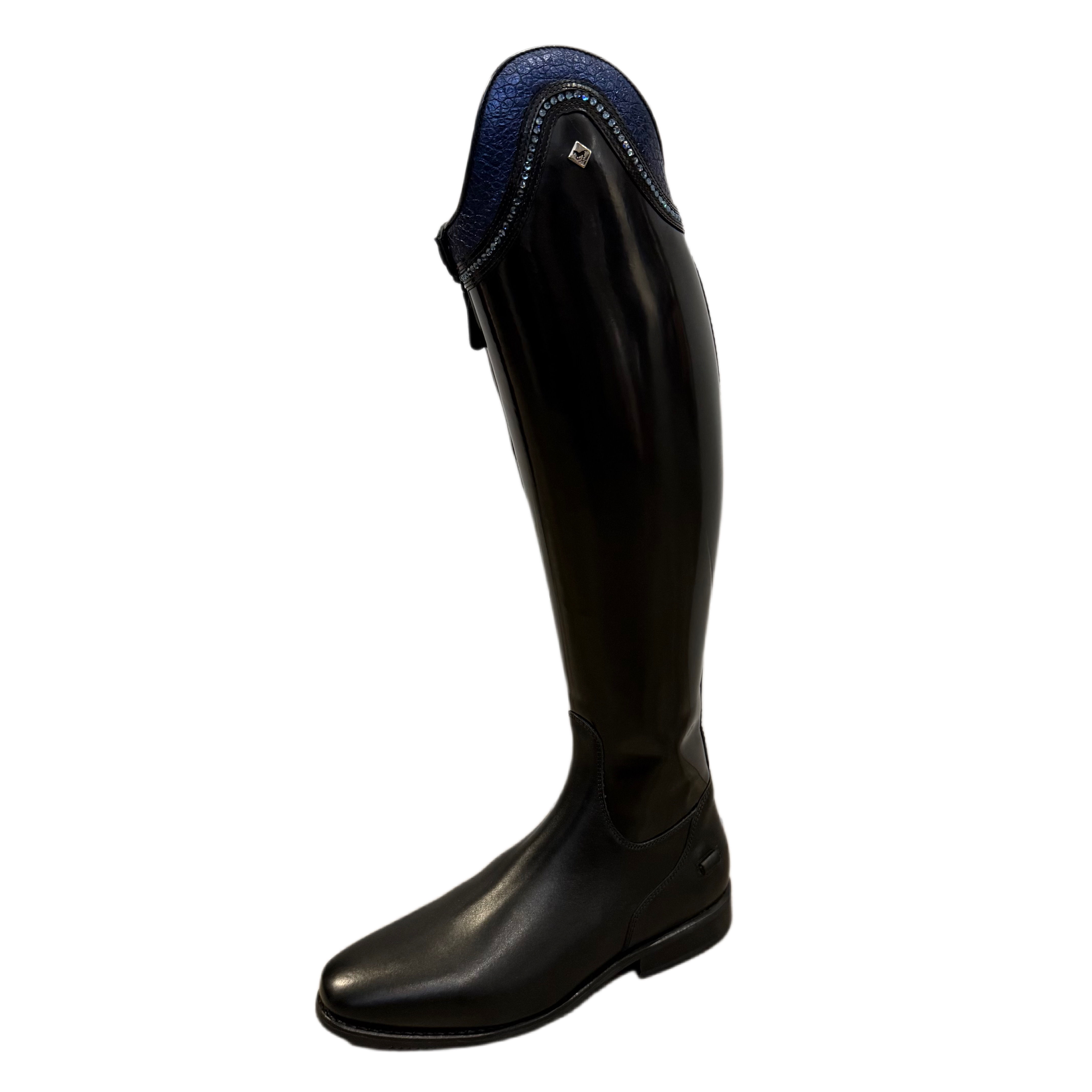 In Stock: DeNiro Bellini Dressage Boot (Black Wrat/Patent + Blue Top)
