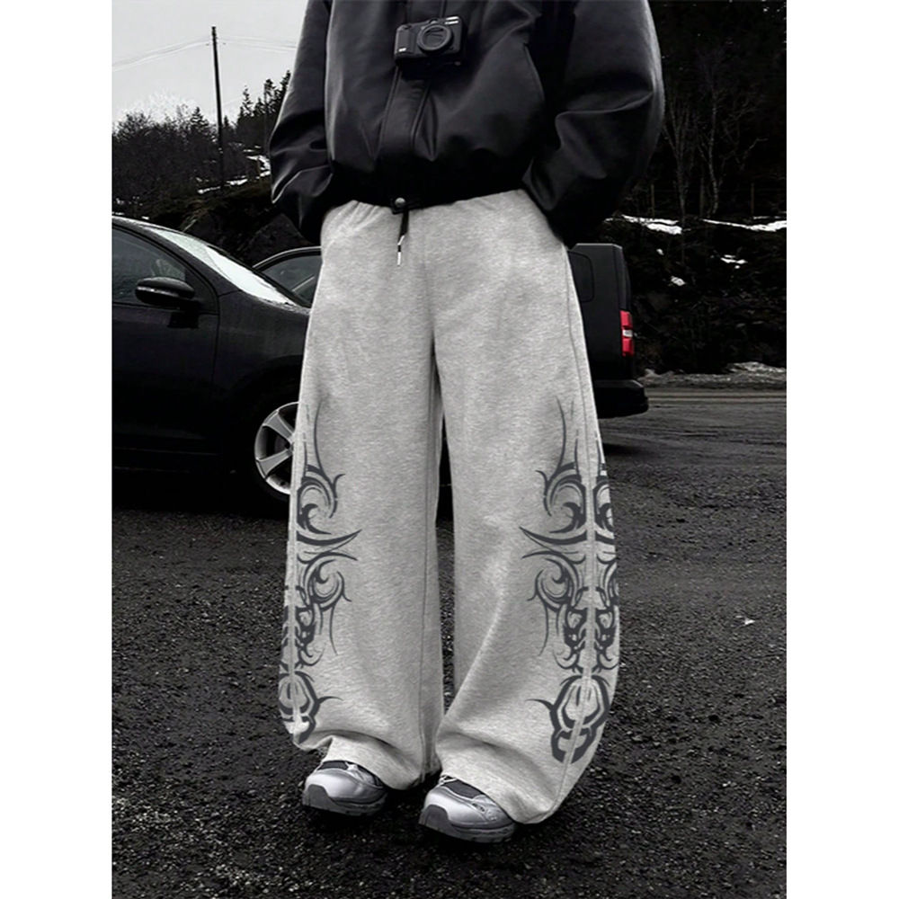 High Street Design Hip-Hop Printed Casual Straight Pants for Men