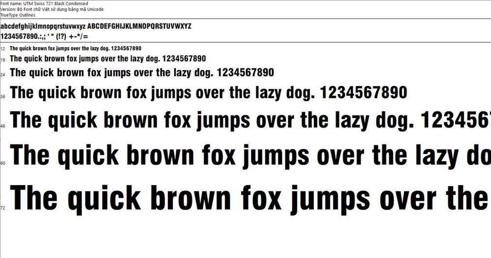 Download Font UTM Swiss 721 Black Condensed Việt Hóa Free