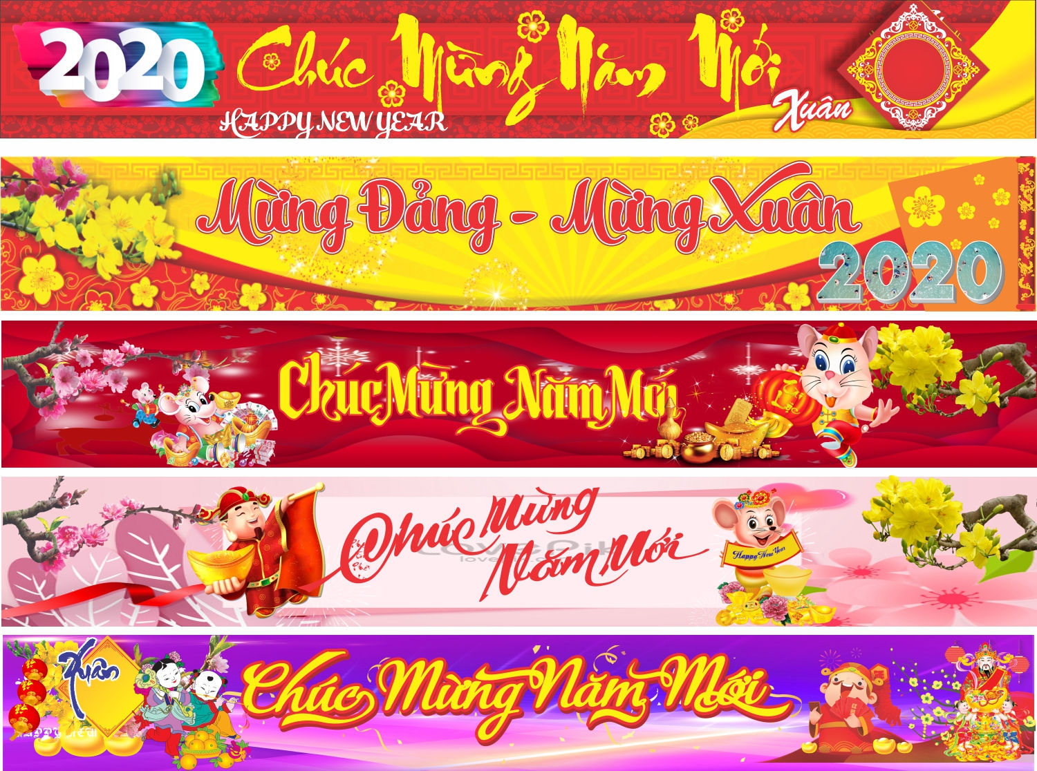 Tải Băng Rôn Chúc Mừng Năm Mới Vector Corel CDR 16