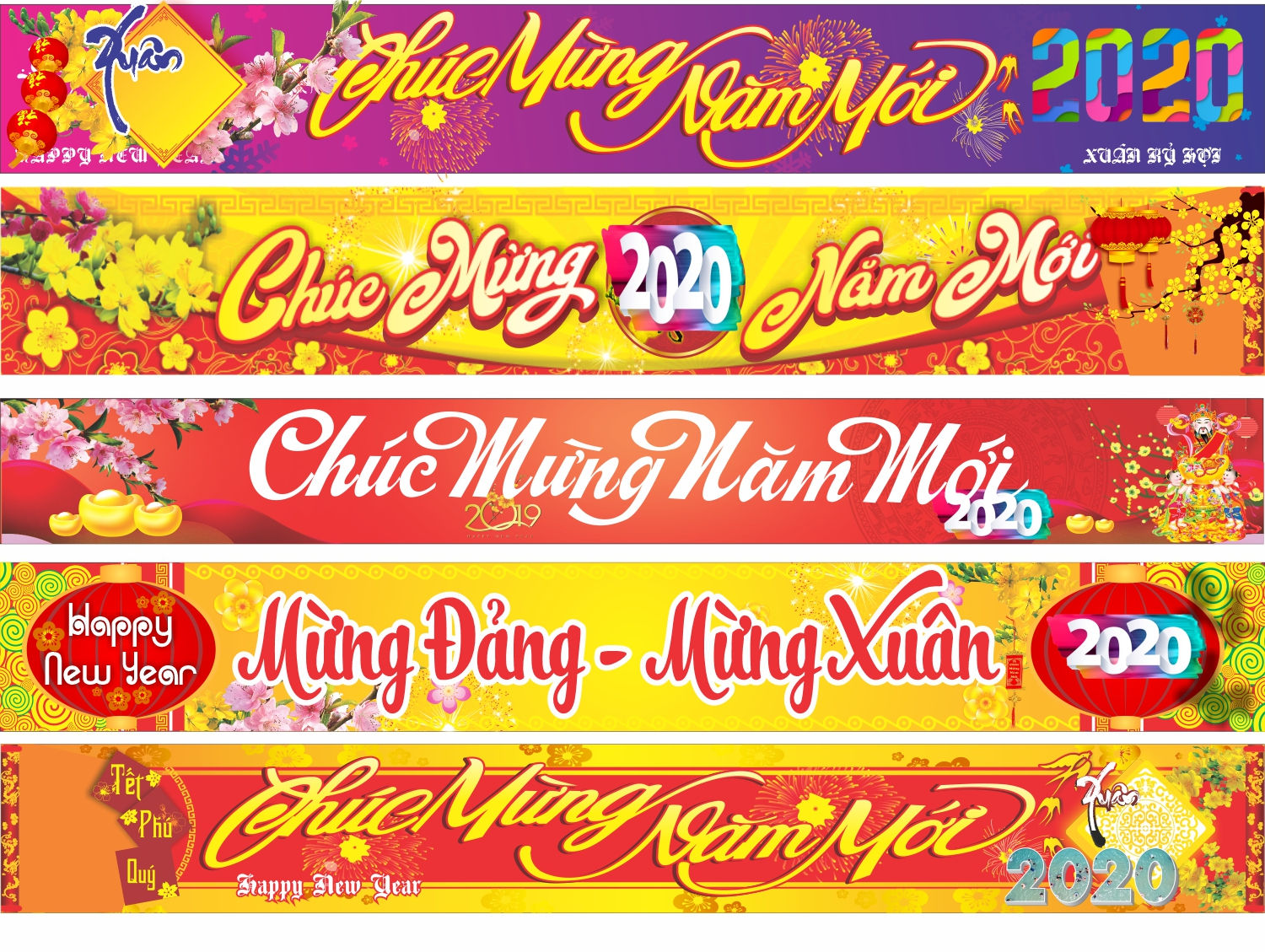 Tải Băng Rôn Chúc Mừng Năm Mới Vector Corel CDR 17