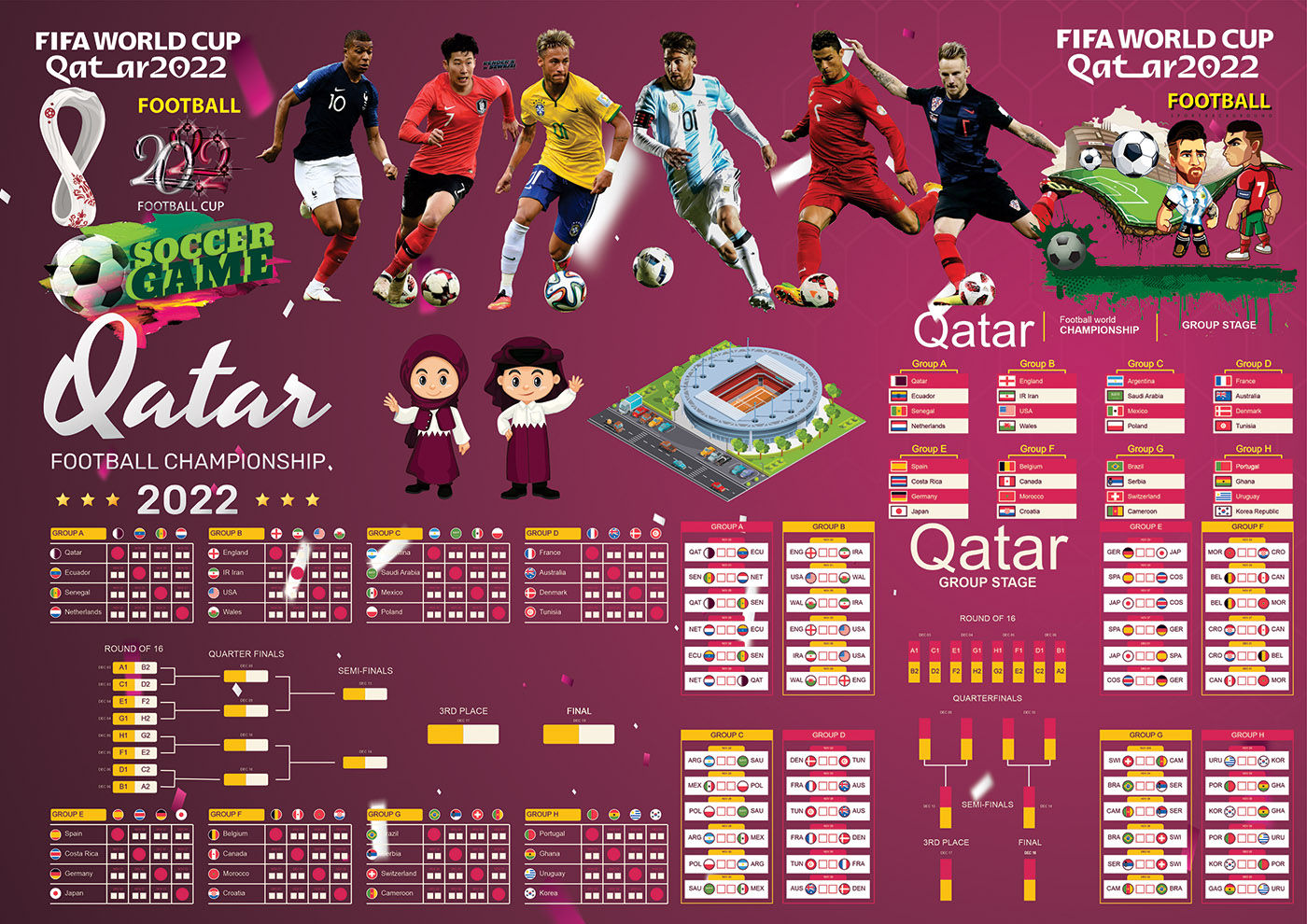 Lịch thi đấu World Cup 2022 file vector Corel CDR 02