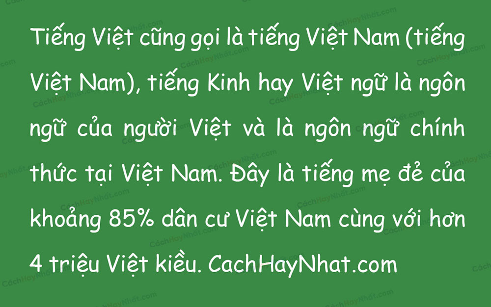 đoạn văn bản font VNF Comic Sans Việt hóa