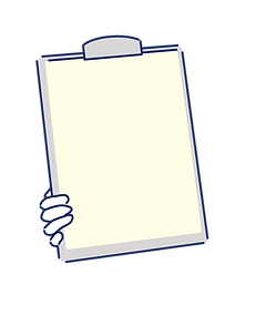 You First hand holding writing pad