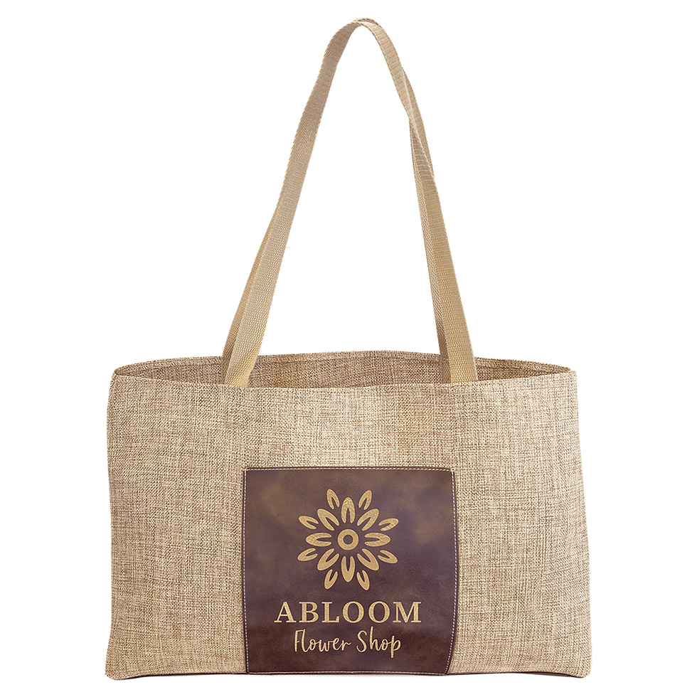 Thumbnail: Burlap and Leatherette Tote Bag