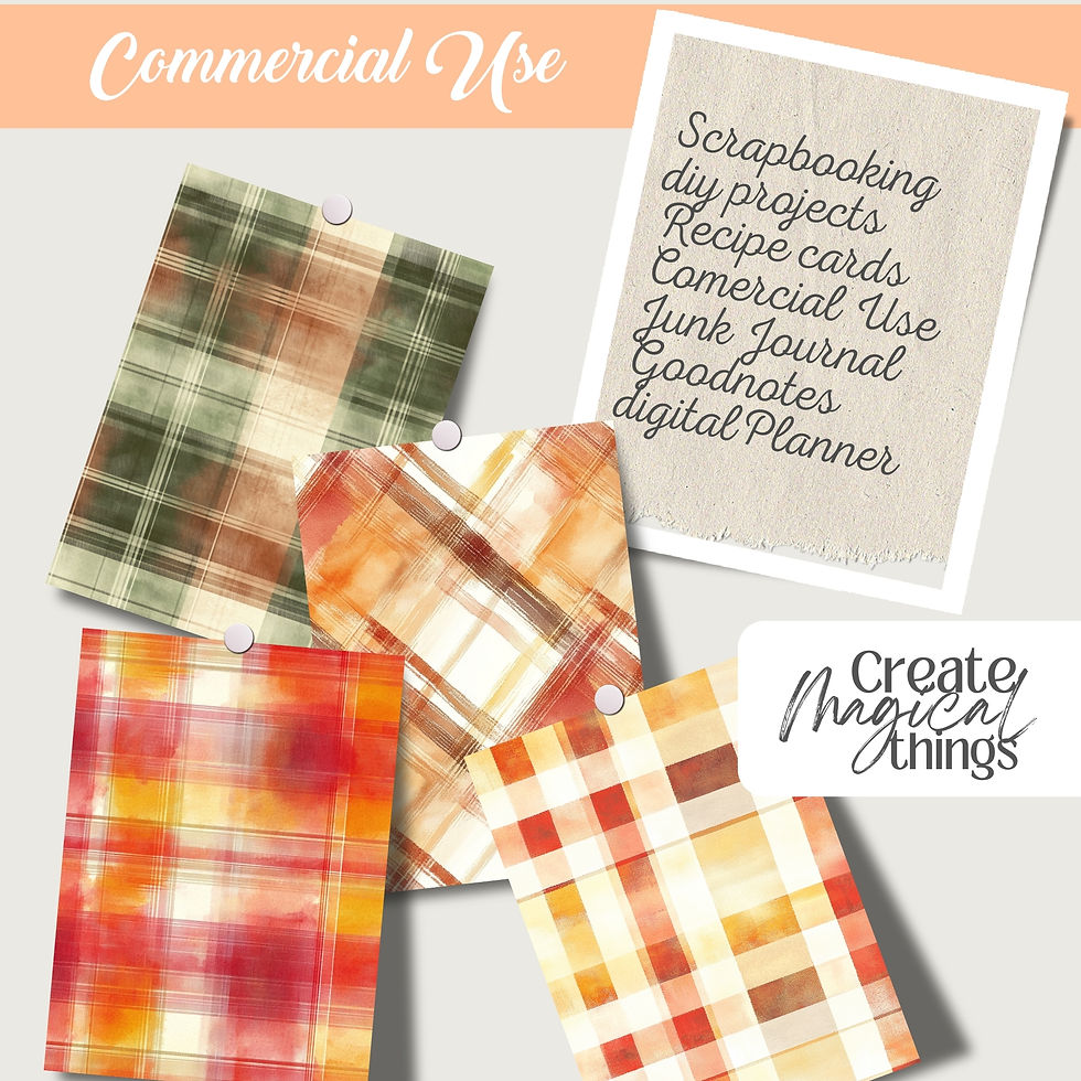 Thumbnail: Autumn Fall Tartan Geometric Watercolor Patterns | Printable Seamless 24 PNG