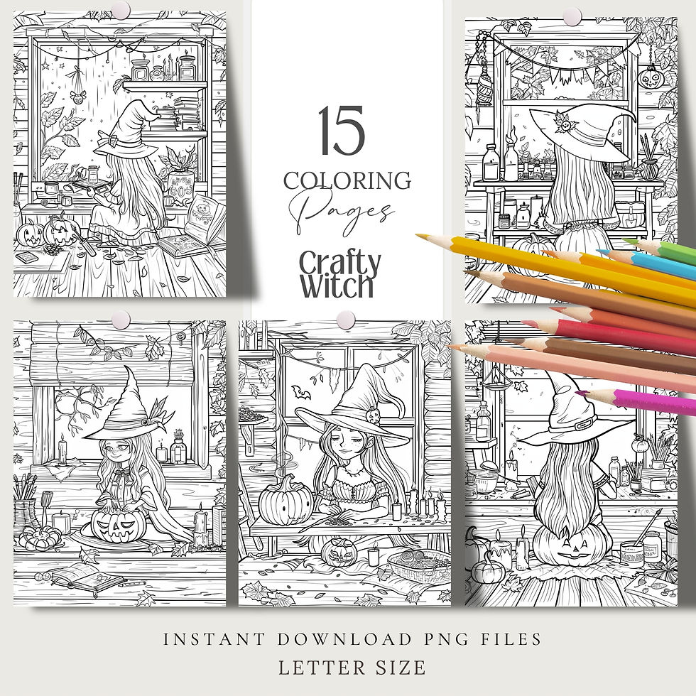 Thumbnail: Crafty Witch 15 Coloring Pages Cottagecore Adult Coloring