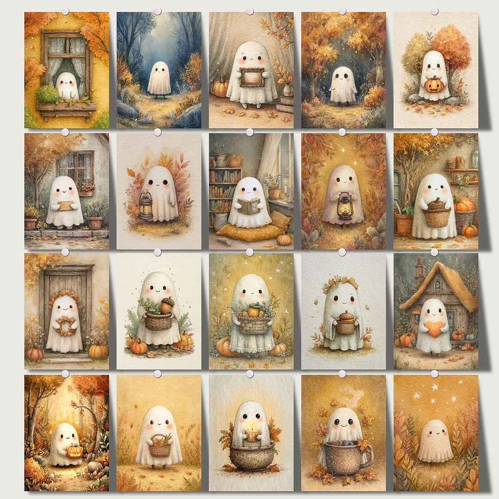 Miniatura: Cute Ghost Spooky Autumn Illustrations