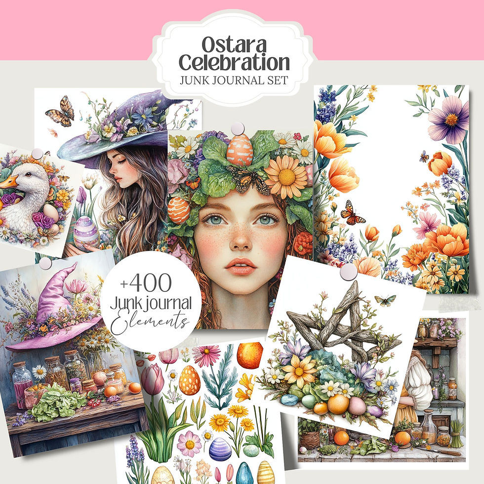 Thumbnail: Ostara Celebration png  Junk Journal set Wiccan clip art