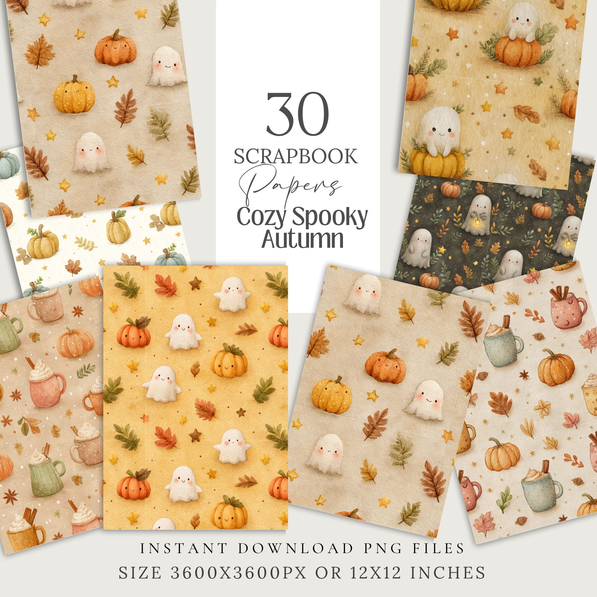 Cozy Spooky Autumn Seamless patterns