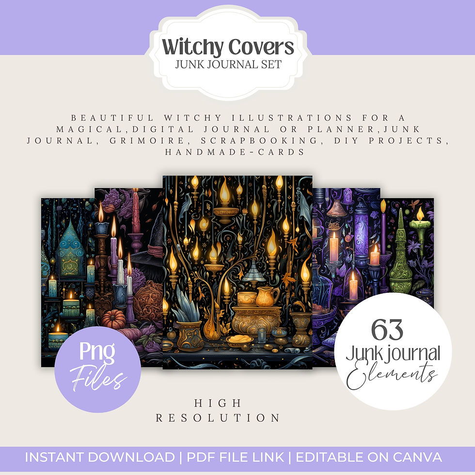 Thumbnail: Witchy Covers png Set Digital witchcraft illustrations