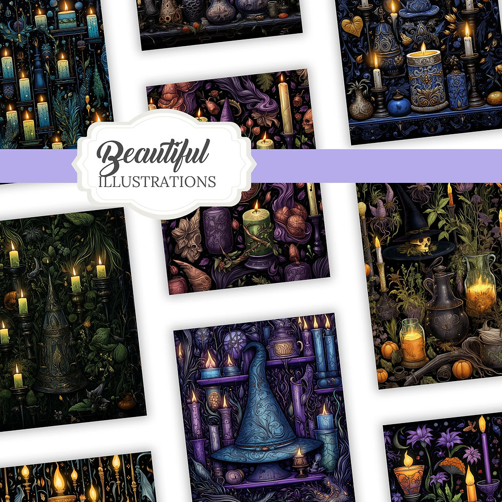 Thumbnail: Witchy Covers png Set Digital witchcraft illustrations