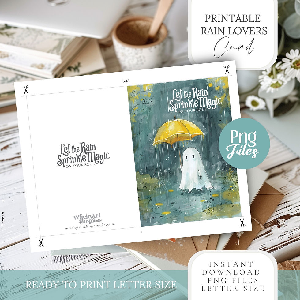 Miniatura: Rain Lovers Ghost 1 Printable Illustration and Card Set