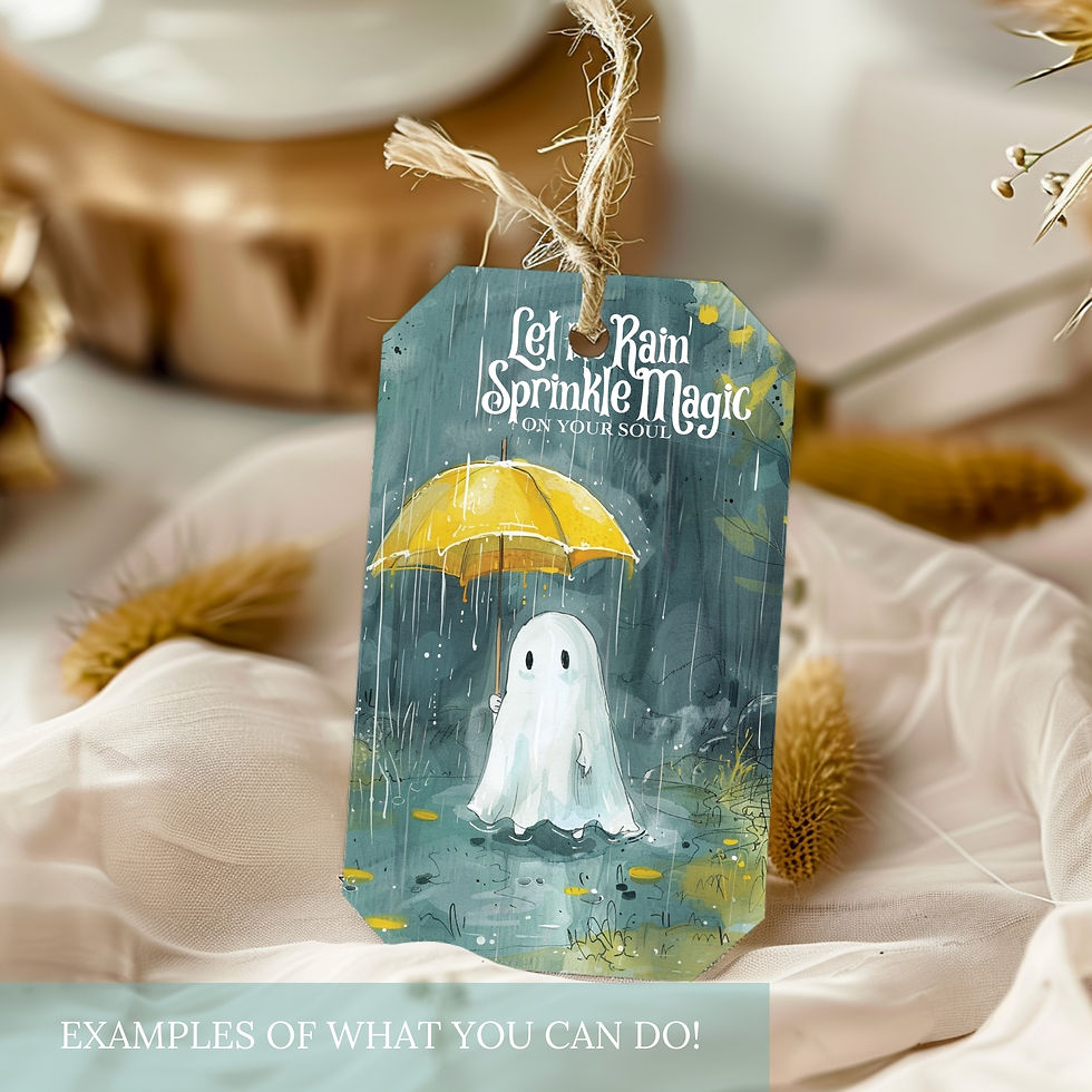 Miniatura: Rain Lovers Ghost 1 Printable Illustration and Card Set