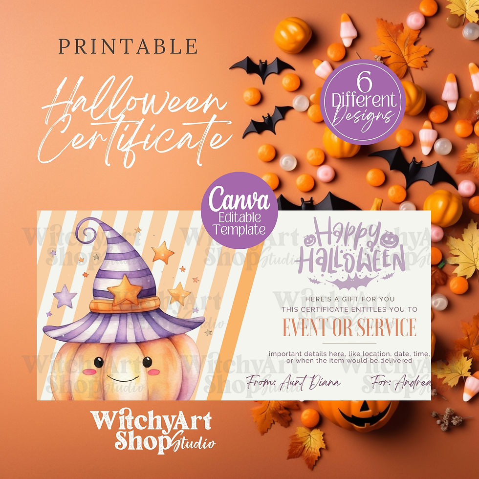 Thumbnail: Halloween Gift Certificates Canva Template
