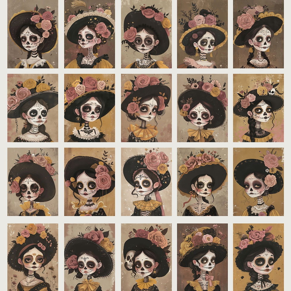 Thumbnail: Victorian Sugar Skull Dolls Illustrations Set