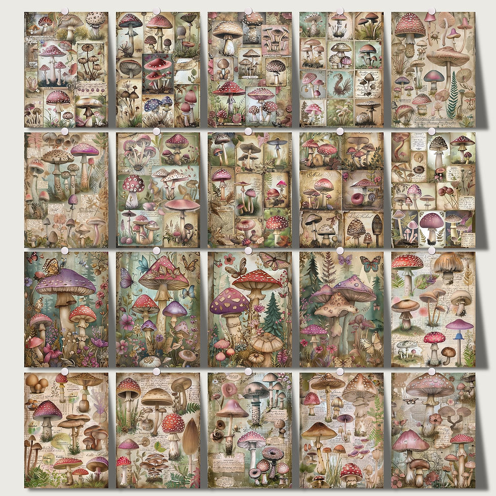 Thumbnail: Mushrooms Scrapbook 50 Ephemera pages