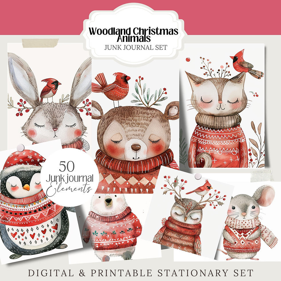Thumbnail: Cute Woodland Christmas Animals Clipart | Watercolor 50 PNG, Digital Stickers