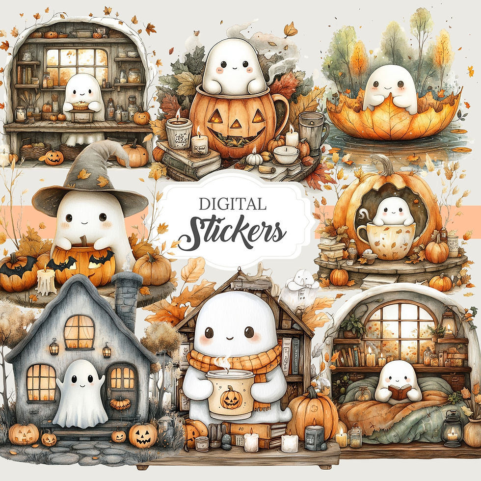 Thumbnail: copy of Autumn Fall Pastel Watercolor Pumpkin Patterns | Printable Seamless 20 P