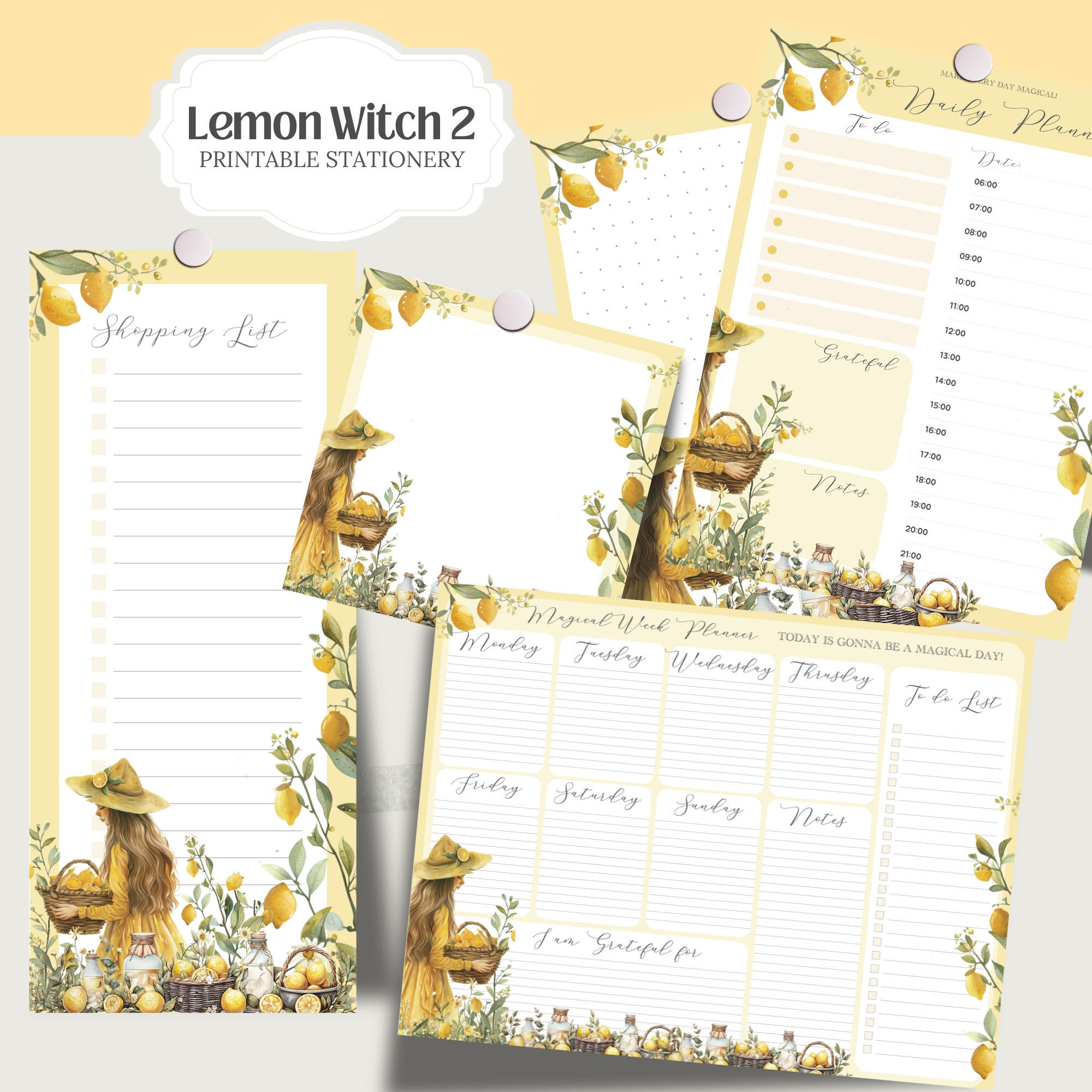 Lemon Witch 2 Printable Stationery