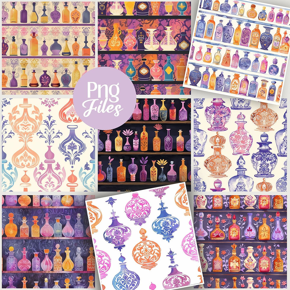 Thumbnail: Potions 1 Seamless patterns Scrapbook papers