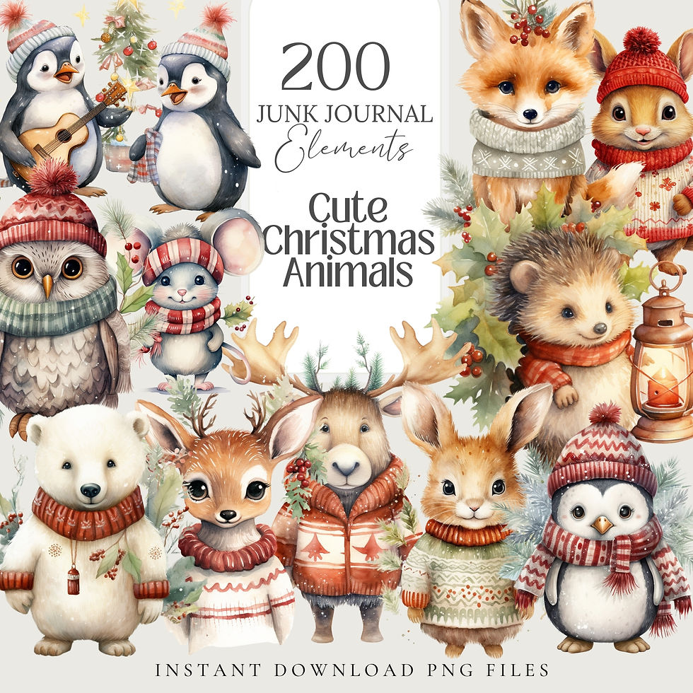 Thumbnail: Christmas Cute Animals Digital Stickers Set