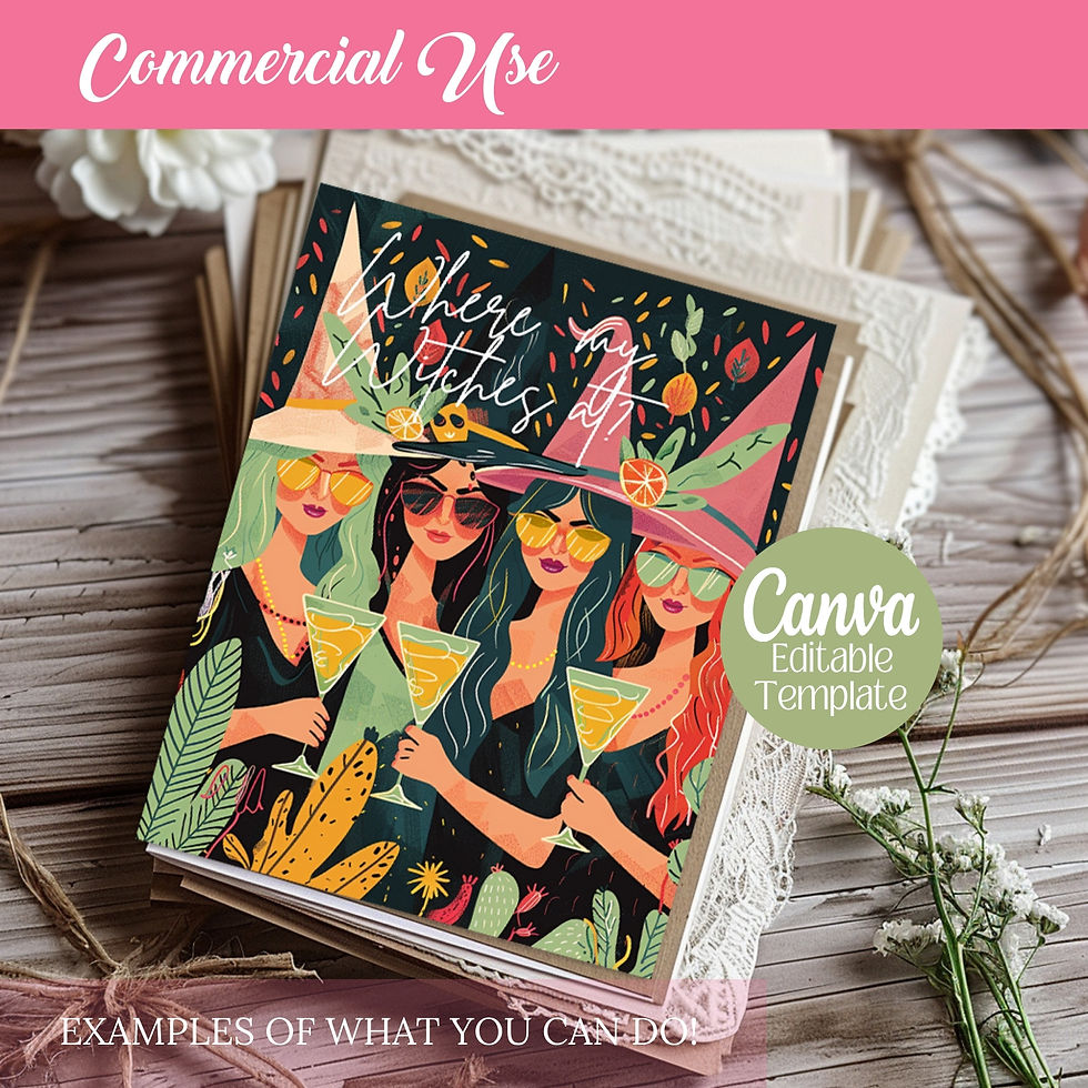 Miniatura: Witchy Summer Pool party Illustrations and Cards Set