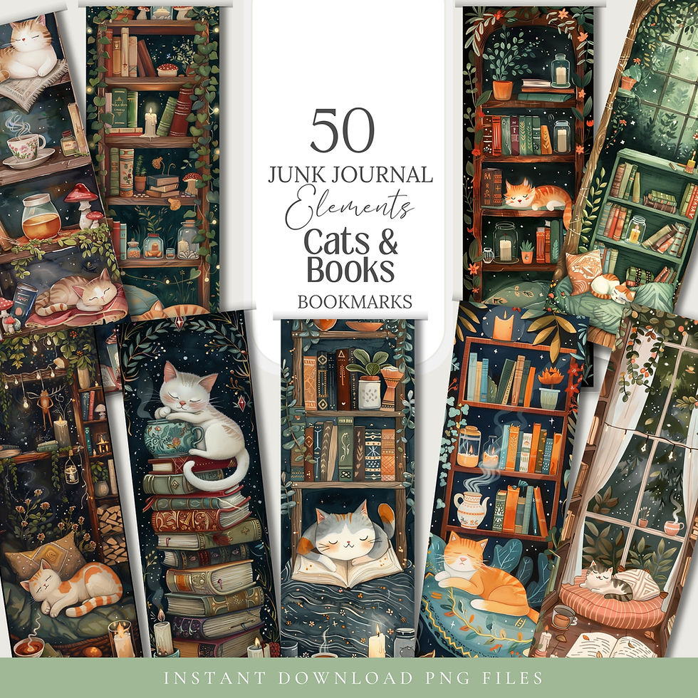 Thumbnail: Bookmarks Cats and Book Lovers Plants