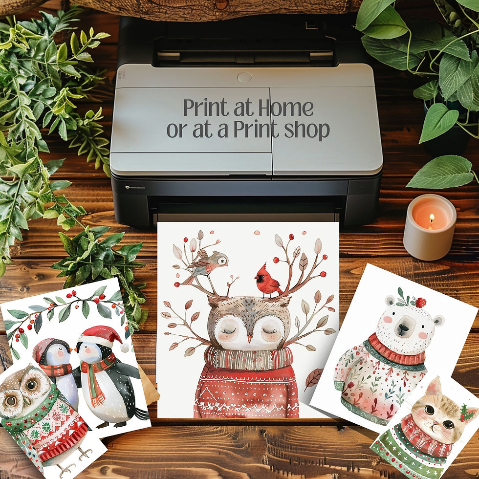 Miniatura: Cute Woodland Christmas Animals Clipart | Watercolor 50 PNG, Digital Stickers