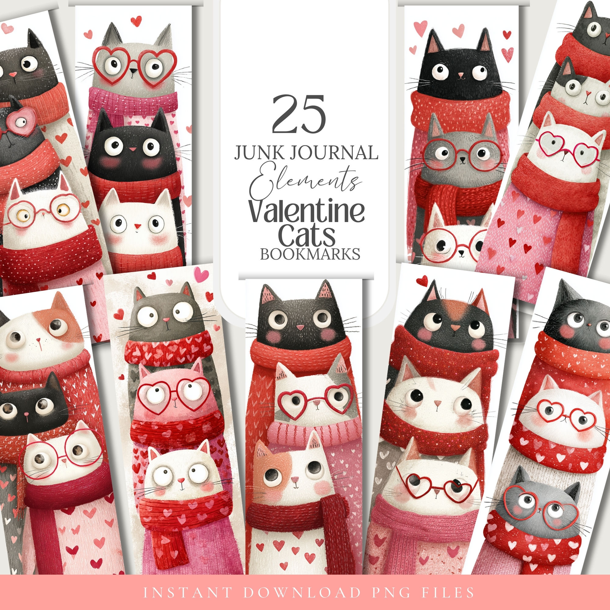Valentines Cats 25 Bookmarks