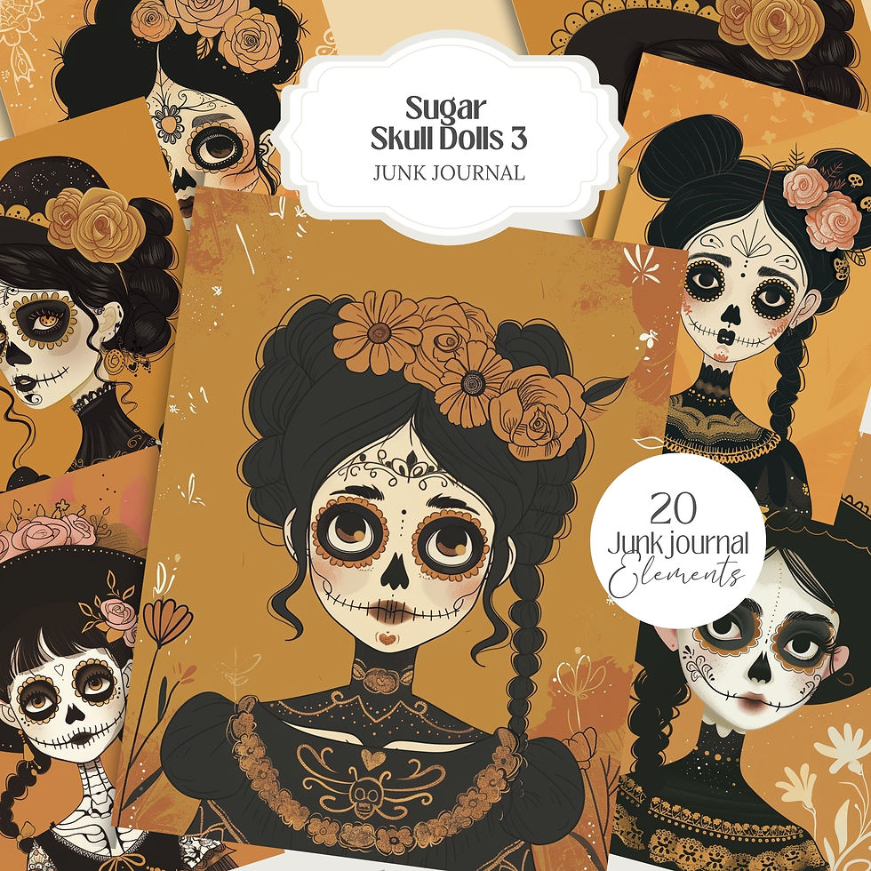 Miniatura: Sugar Skull Dolls 3 Illustrations Set