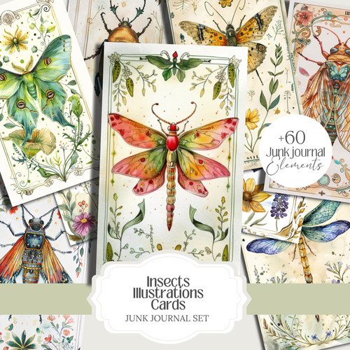 Insects Illustration Cards Set | Witchyartshopstudio