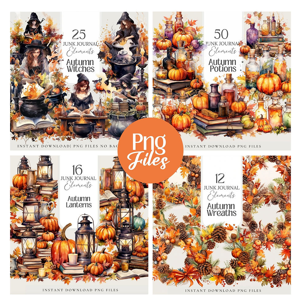 Miniatura: Cozy Autumn Watercolor Clipart Bundle | PNG Clip Art, Seasonal Graphics,