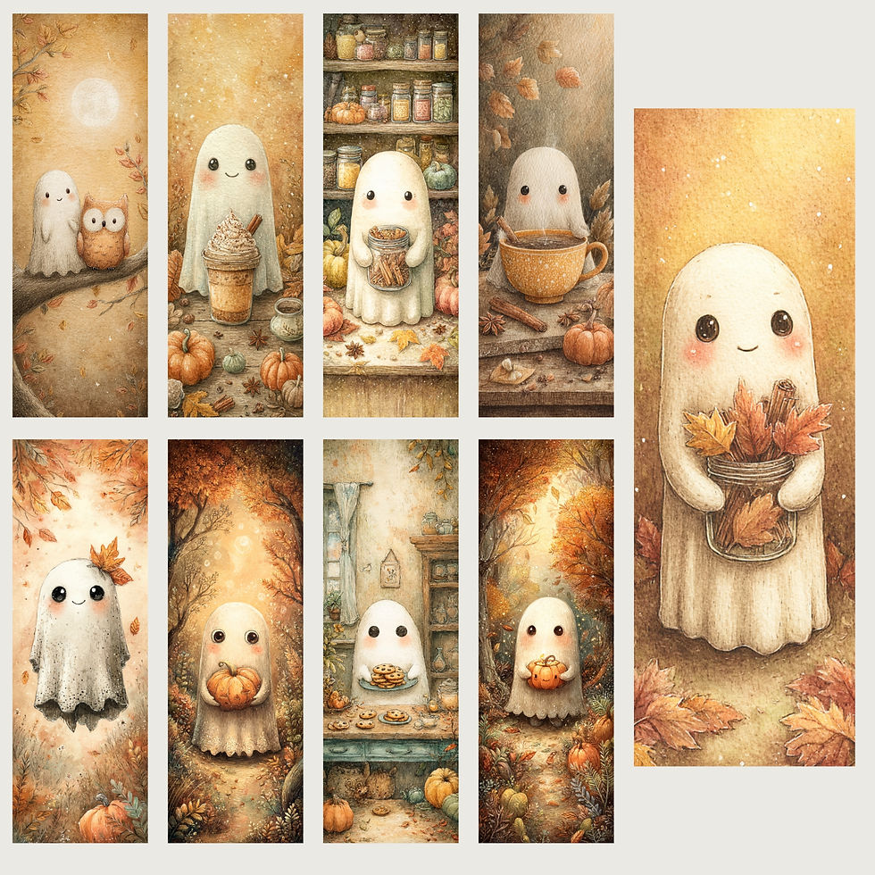 Miniatura: Cute Ghost Fall Bookmarks