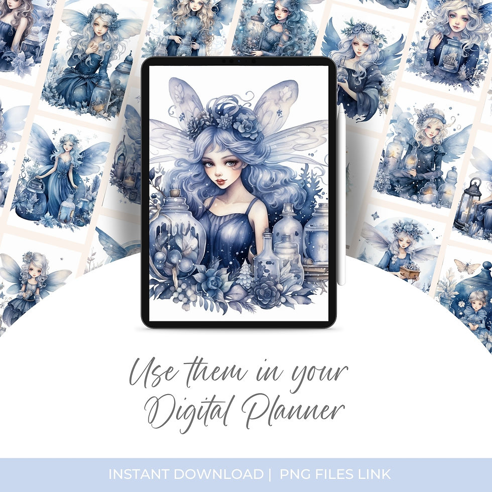 Miniatura: Winter Fairy Christmas Digital Stickers Set