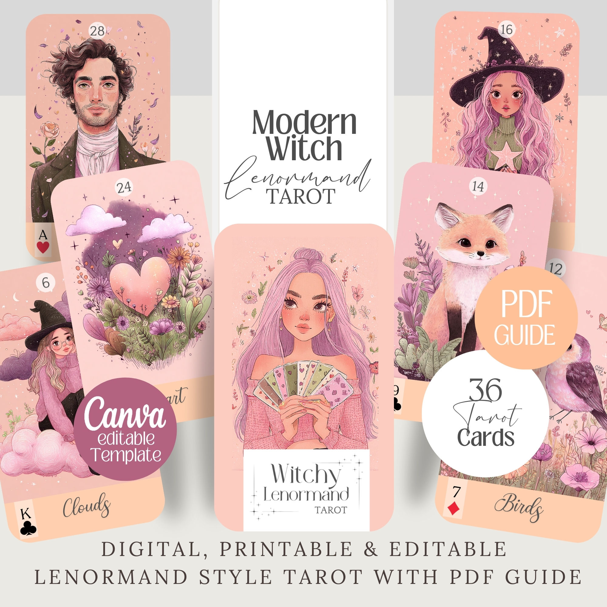 Modern Witch Pastel Lenormand Tarot