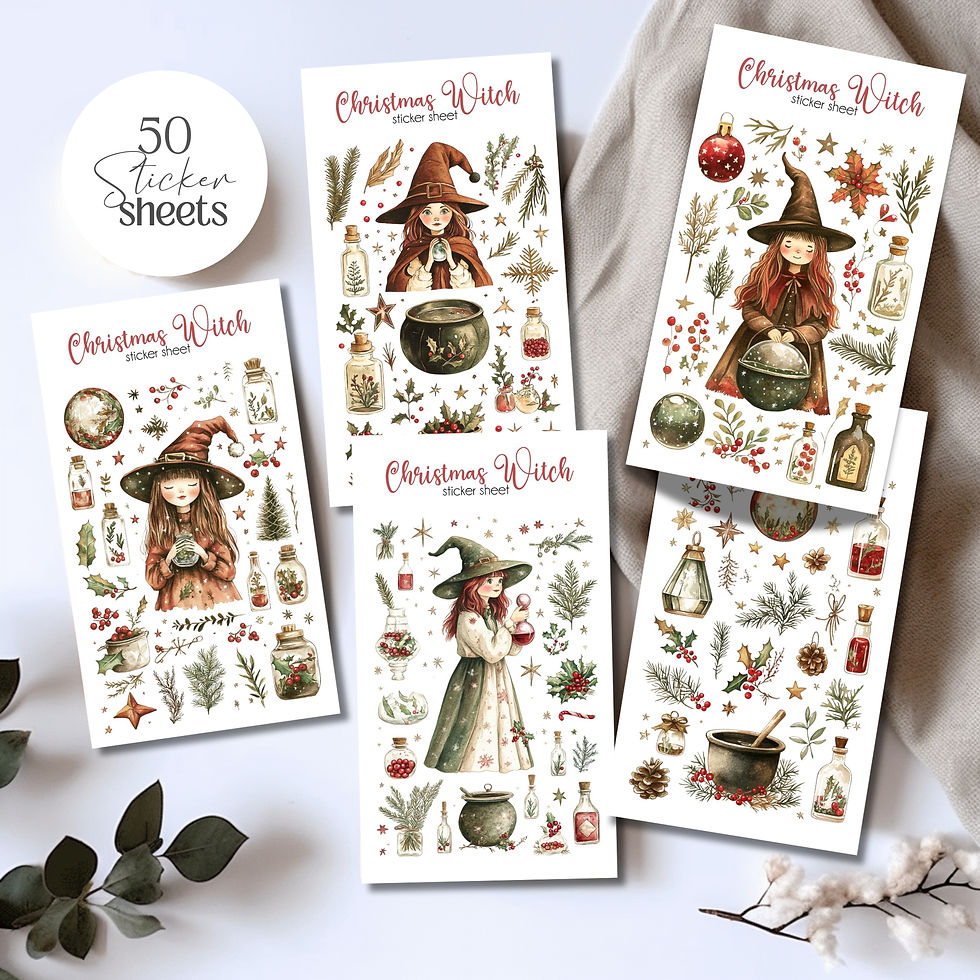 Miniatura: Christmas Witch png 60 Sticker Sheet