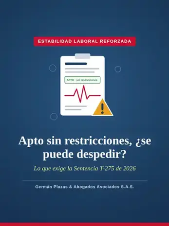 Ilustración de un concepto médico apto sin restricciones con una señal de alerta, sobre estabilidad laboral reforzada por salud en Colombia.