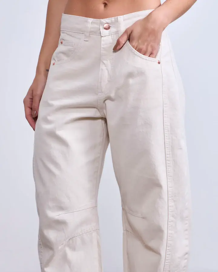 Miniatura: Jeans Rise Barrel Crudo