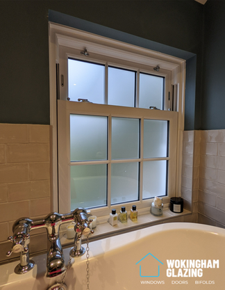 uPVC Sliding Sash Window - Satin Obscure Glass