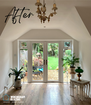 Profile 22 white uPVC French doors, alternate view, installed in Wokingham