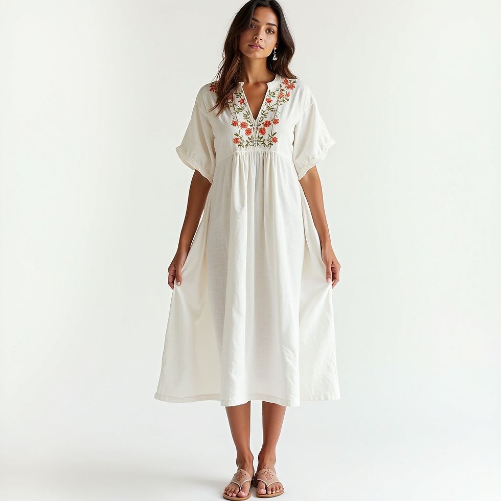 Vestido Lino Bordado