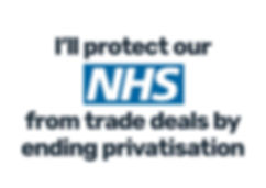 NHS logo, I'll protect the NHS from tade deal by ending privatisation