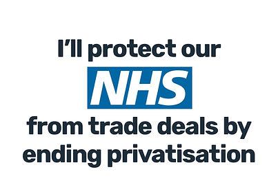 NHS logo, I'll protect the NHS from tade deal by ending privatisation
