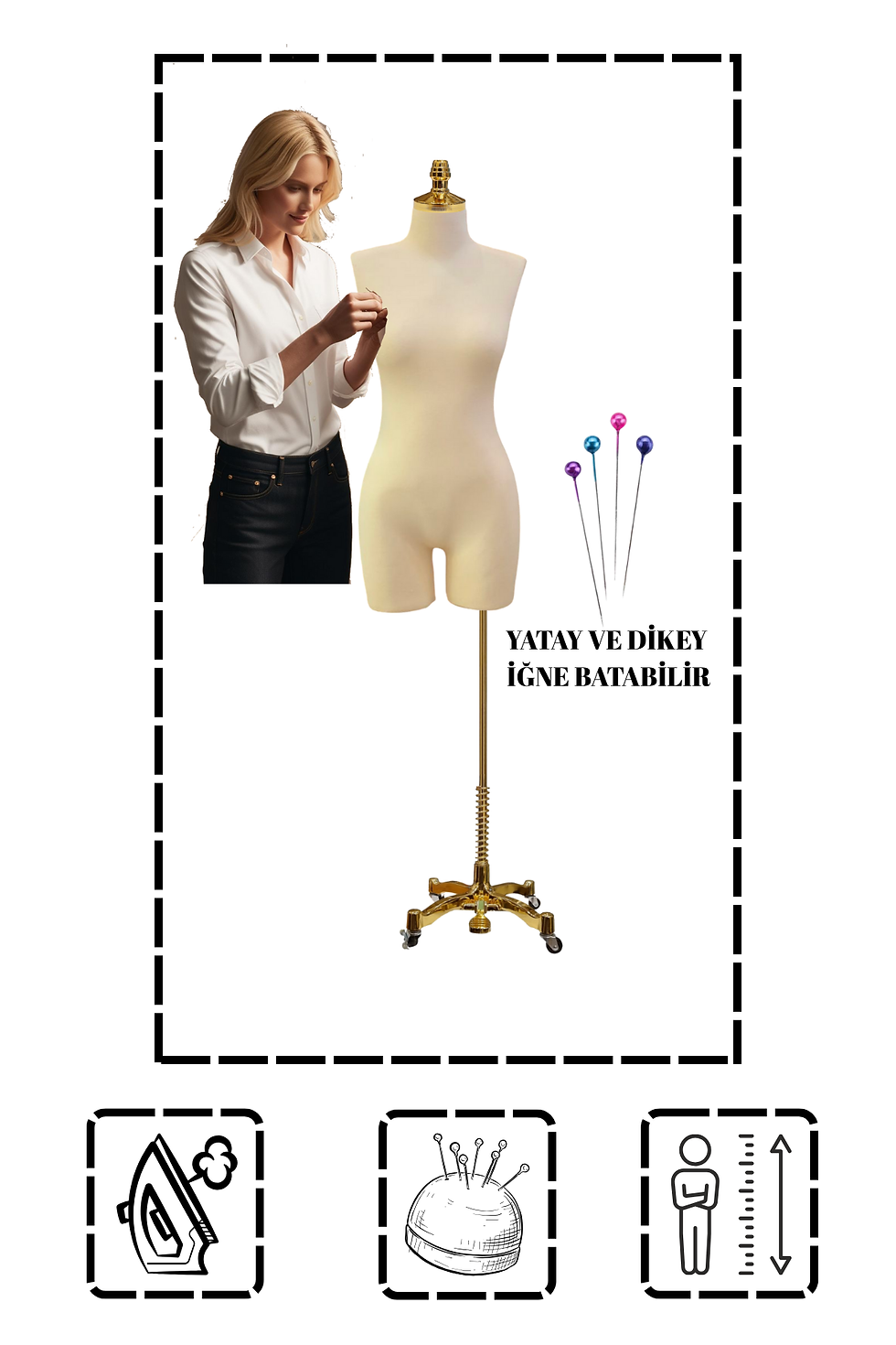 Pantolon Giyebilen Süngerli İğne Batabilen Bayan Terzi Mankeni