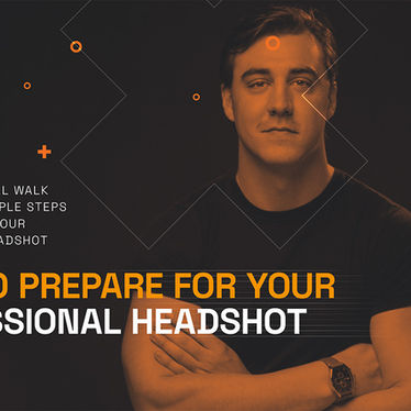 A man with crossed arms stares calmly in a professional headshot. Text states "How to prepare for your professional headshot" and gives the website, HSATL.com. A company logo sits in the top left, titled Headshot Solutions & Beyond.