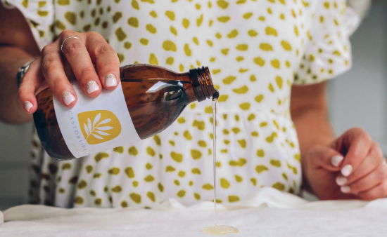 Eye-level view of a cozy home setting with a castor oil pack