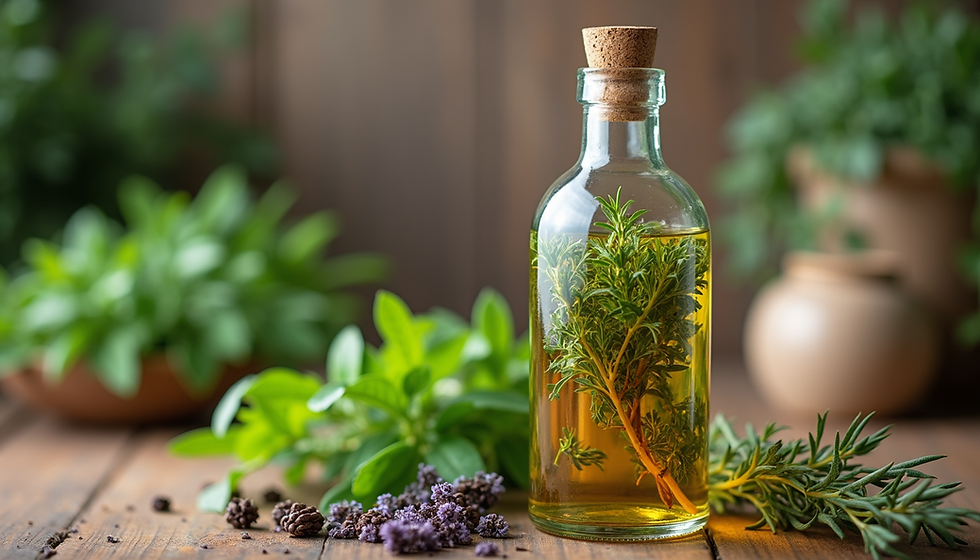 Glass jar filled with fresh herbs ready to make a tincture